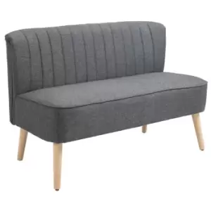 Image of Homcom Modern Two Seater Sofa Compact Linen Loveseat Wood Legs Charcoal Grey
