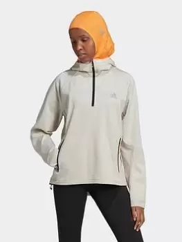 Image of adidas X-city Cold.rdy Running Cover-up, Beige, Size 2Xs, Women