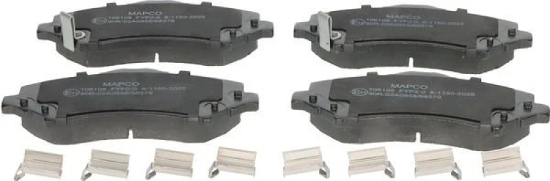 Image of MAPCO 106108 Brake pad set Front Axle, with acoustic wear warning, with accessories Brake Pad Set,disc brake (402)