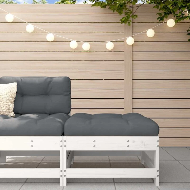 Image of VIDAXL Vidaxl - Garden Footstool with Cushion White Solid Wood Pine 8720845802080