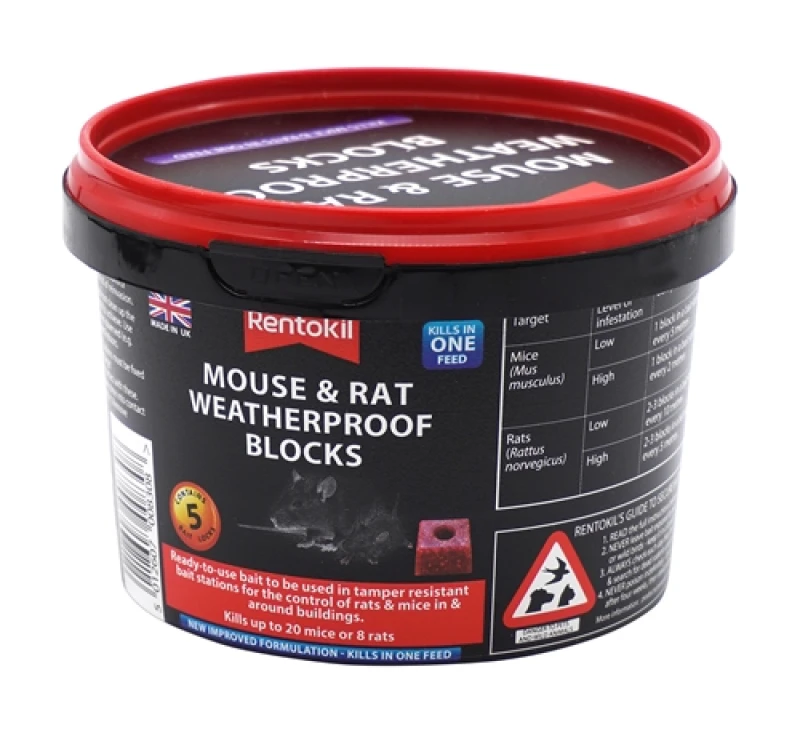 Image of Rentokil Mouse & Rat Weatherproof Blocks - Pack 5 PSMR43