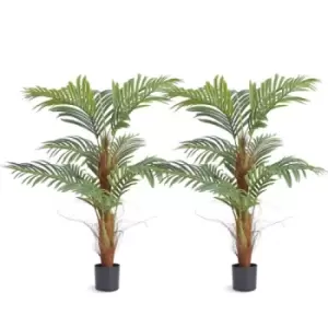 Image of VEVOR Artificial Palm Tree, 4 FT Tall Faux Plant, Secure PE Material & Anti-Tip Tilt Protection Low-Maintenance Plant, Lifelike Green Fake Tree for Ho
