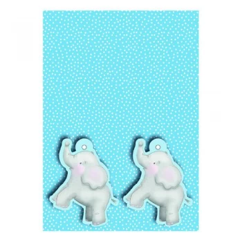 image of Blue Baby Elephant Gift Wrap and Tags Pack of 12 27228-2S2T