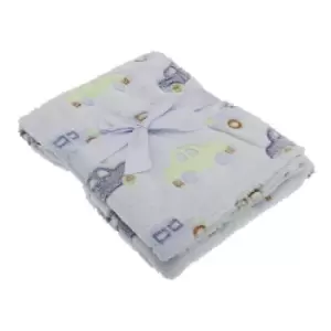 Image of Baby Boys Car And Truck Supersoft Wrap Fleece Blanket (75cm x 100cm) (Blue)