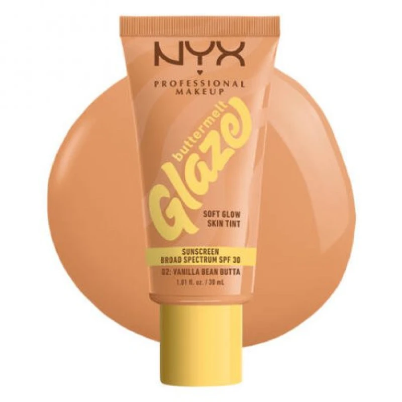 Image of NYX Professional Makeup Buttermelt Glaze Soft Glow Skin Tint + SPF/FPS 30 Foundation (Various Shades) - Vanilla