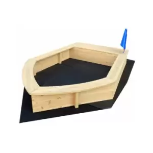 image of Kids Boat Sandpit with Seating and Cover - Natural - Liberty House Toys