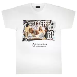 Image of Friends Womens/Ladies Coffee Is Life Boyfriend T-Shirt (L) (White)