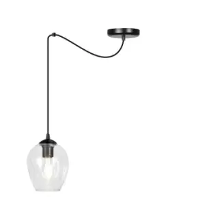 Image of Level Black Glass Dome Slim Pendant Ceiling Light with Clear Glass Shades, 1x E27
