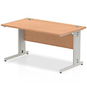 image of Impulse Cable Managed 1400 Rectangle Desk Oak