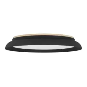 image of EGLO Penjamo 1 LED White Flush Ceiling Light With Black Metal Shade