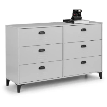 image of Locker 6 Drawer Wide Chest Of Drawers Industrial Grey Black - Carterton