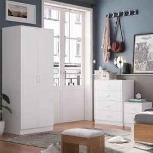 Image of Fwstyle - Tunis 2 Door Wardrobe White Bedroom Furniture Cupboard Metal T-Bar Handles - White