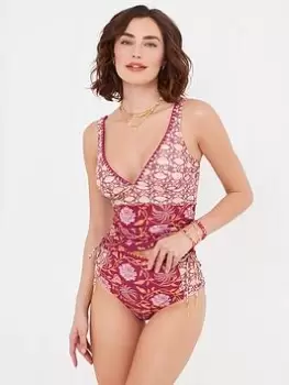 Image of Joe Browns Mexicano Boho Kini -raspberry Multi, Pink, Size 18, Women