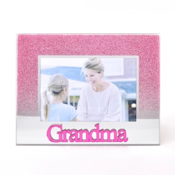 Image of 5" x 3.5" Pink Glitter Glass Frame - Grandma