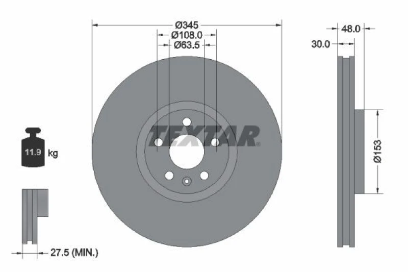 Image of Brake disc TEXTAR 92289805