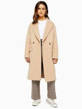 Image of Topshop Petite Cissie Double Breasted Coat - Camel, Camel, Size 14, Women