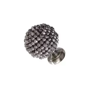 Image of Speedy - Poles Apart 28mm Mia Beaded Curtain Pole Finials, Satin Silver, 2 Pack