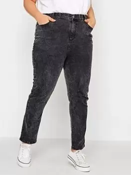 Image of Yours Clothing Elastic Waist Mom Jean - Black, Size 18, Women