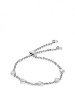 image of The Love Silver Collection Sterling Silver Rhodium Plated Diamond Set Heart Adjustable Slider Bracelet