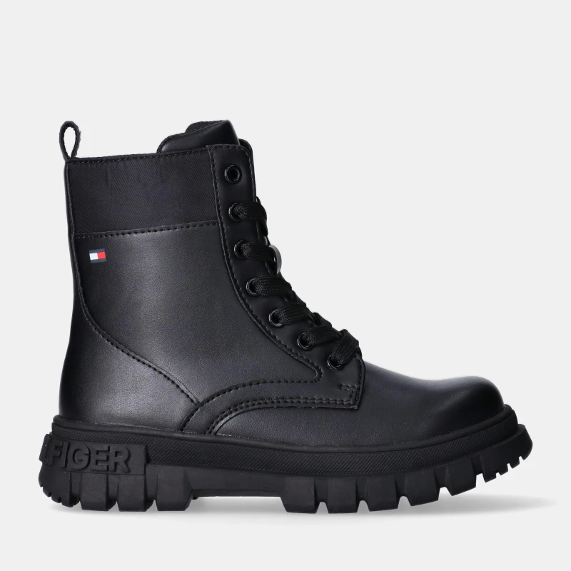 Image of Tommy Hilfiger Kids Lace-Up Biker Boots Black female 3.5 (36)
