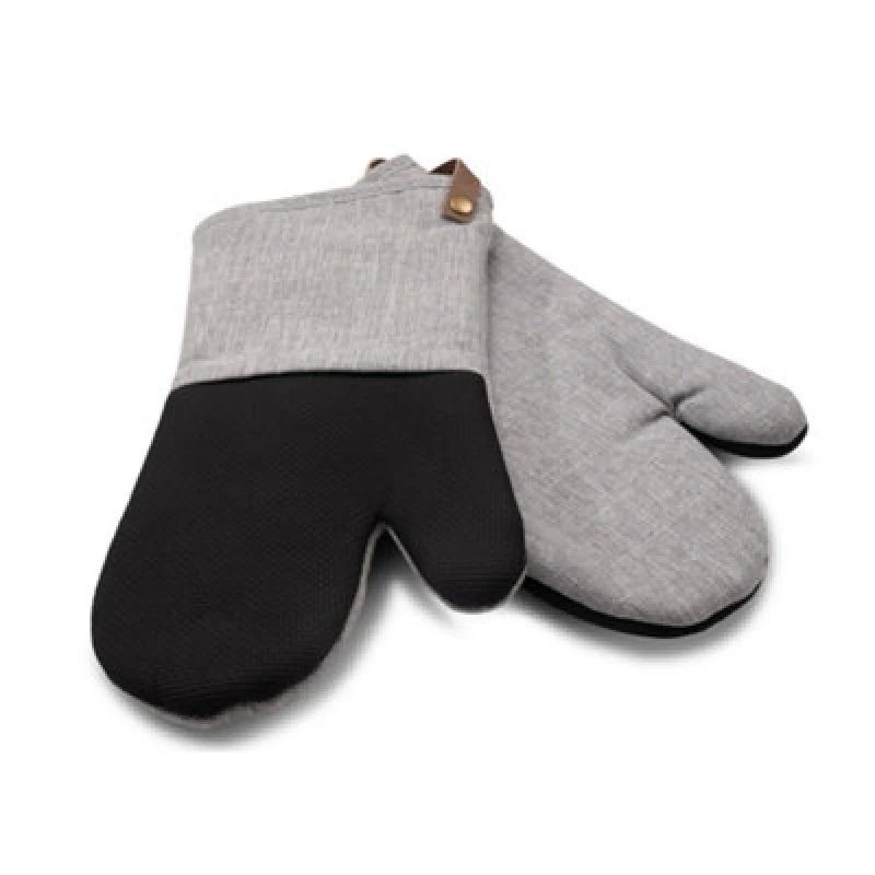 Image of Cuisinart Grey 2 Pack Insulated Long Cuffs Non Slip Neoprene Oven Mitt Grey