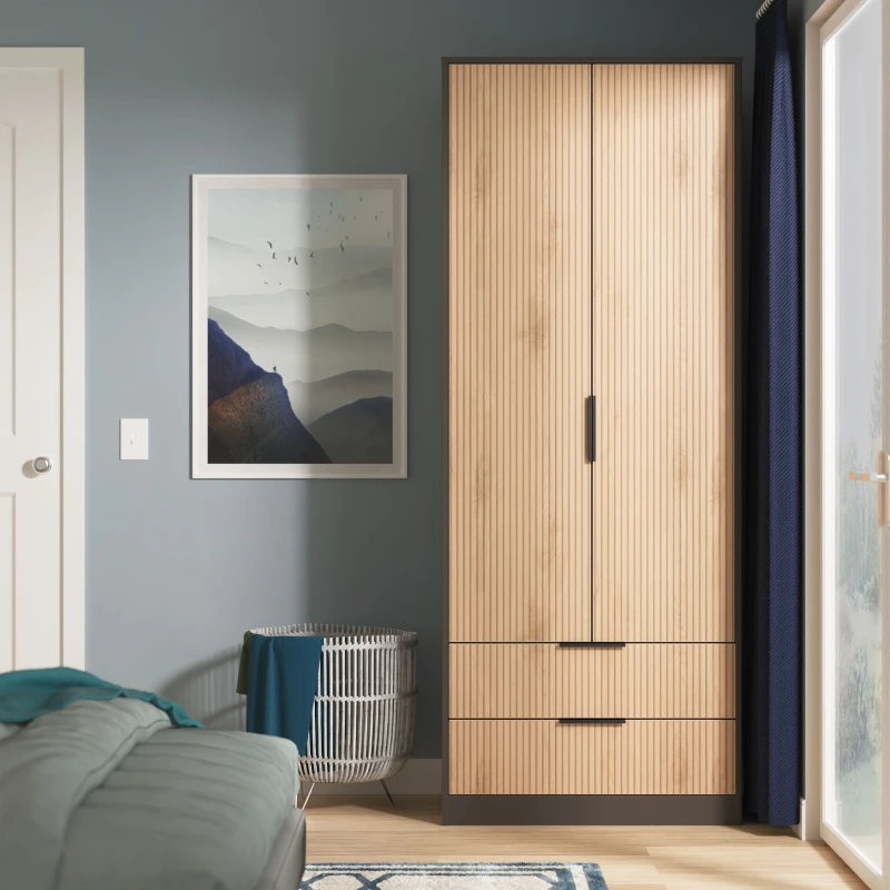 Image of Ready Assembled 2 U Fuji 2 Door 2 Drawer Wardrobe (Ready Assembled) in Grey Grey Unisex