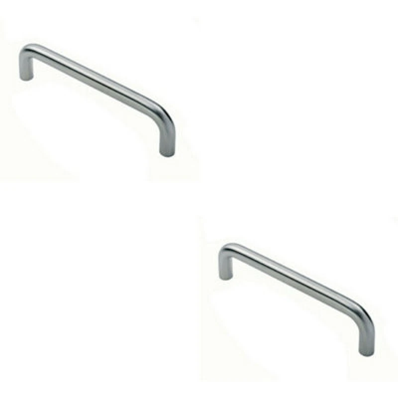 Image of Loops 2x Round D Bar Pull Handle 22mm Dia 150mm Fixing Centres Satin Stainless Steel Metallics unisex