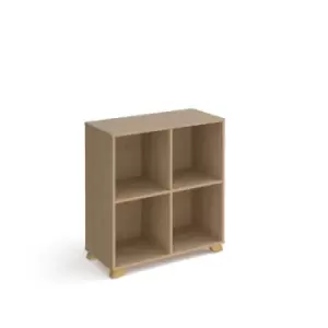 image of Giza cube storage unit 950mm high with 4 open boxes and wooden legs - oak