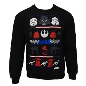 Star Wars Mens Dark Side Fair Isle Christmas Sweater (M) (Blue)