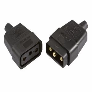 Image of KnightsBridge 10A 3 Pin Plug In Rubber Cable Connector - Black