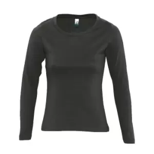 Image of SOLS Womens/Ladies Majestic Long Sleeve T-Shirt (L) (Dark Grey)