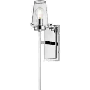 image of Loops - IP44 Wall Light Tall Nuts & Bolts Accents Clear Glass Shade Chrome LED E27 40W