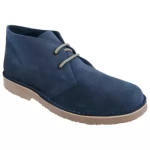 Image of Roamers Mens Real Suede Round Toe Unlined Desert Boots (10 UK) (Navy)