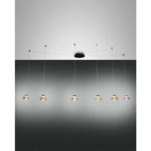 Image of Fabas Luce Arabella LED Cluster Pendant Ceiling Light Amber Glass