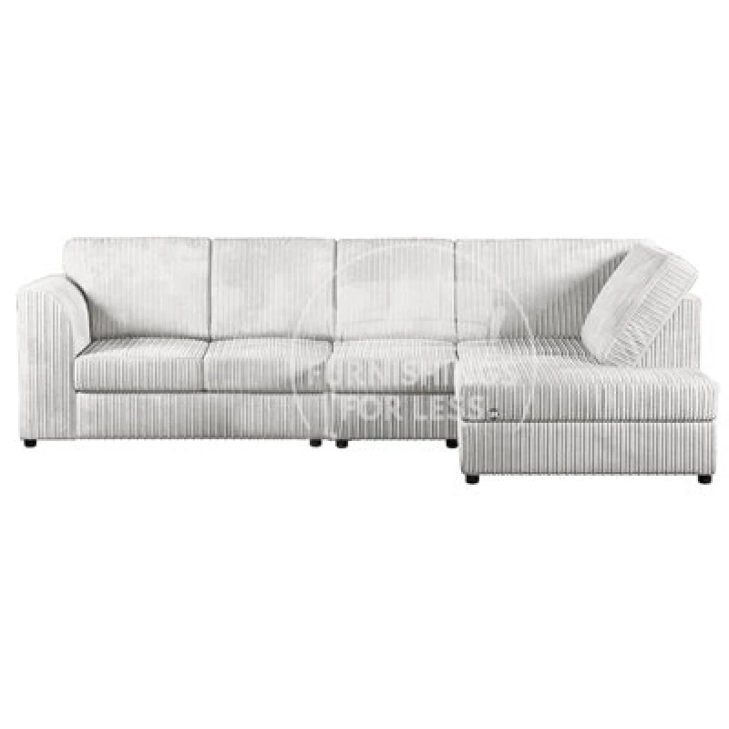Image of Furnishings For Less UK Luxor Silver Jumbo Cord 4 Seater Corner Sofa Right Hand Facing - Full Back