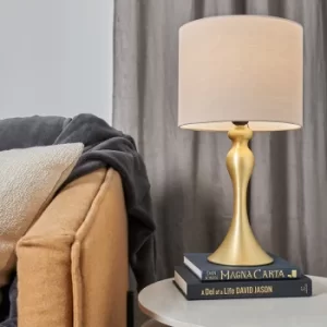 image of Faulkner Matt Gold Table Lamp with Mink Reni Shade