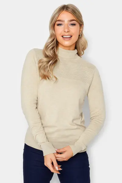 image of M&Co Roll Neck Jumper Light Beige