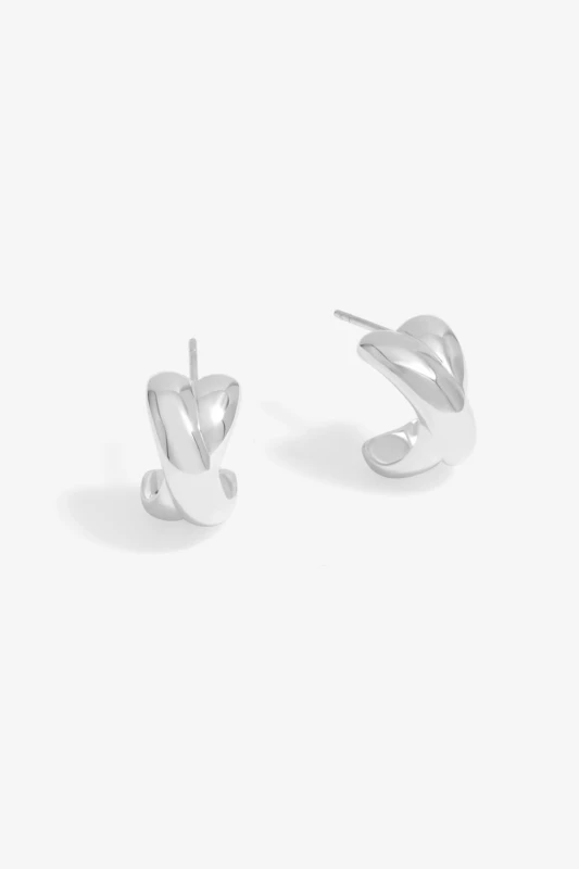Image of Simply Silver Sterling Silver 925 Polished Kiss Hoop Earrings Silver female