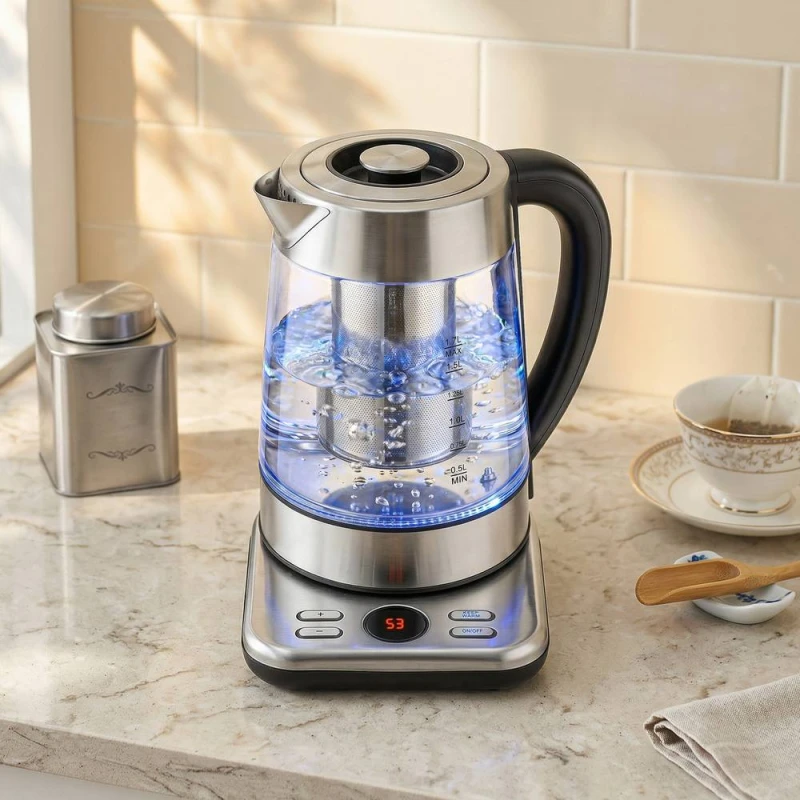 Image of HOMCOM Electric Kettle, 1.7L 3KW Water Kettle with UK Strix Thermostat in Silver Silver Unisex