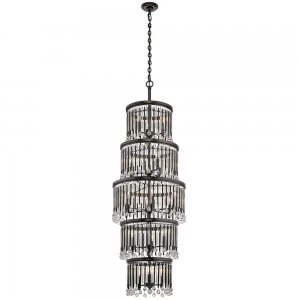 image of 18 Light 5 Tier Grand Chandelier Glass