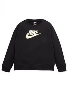 image of Nike Girls Nsw Shine Crew Q5 Top - Black