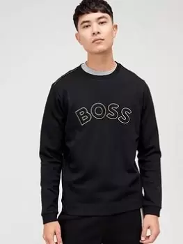Image of BOSS Salbo Iconic Logo Sweatshirt - Black, Size 2XL, Men
