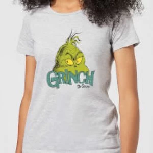 image of The Grinch Face Womens Christmas T-Shirt - Grey - 3XL