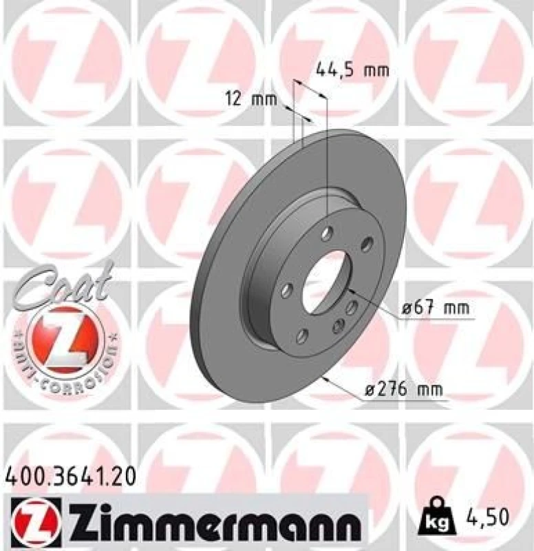 Image of ZIMMERMANN Brake disc ZIMMERMANN 400.3641.20