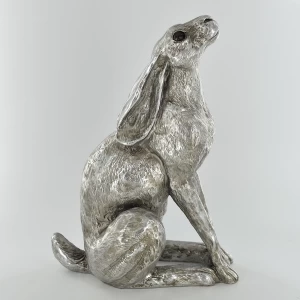 image of Antique Silver Moonbeam Hare Ornament