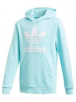 Image of Boys, adidas Originals Childrens Trefoil Hoodie - Light Blue, Size 10-11 Years