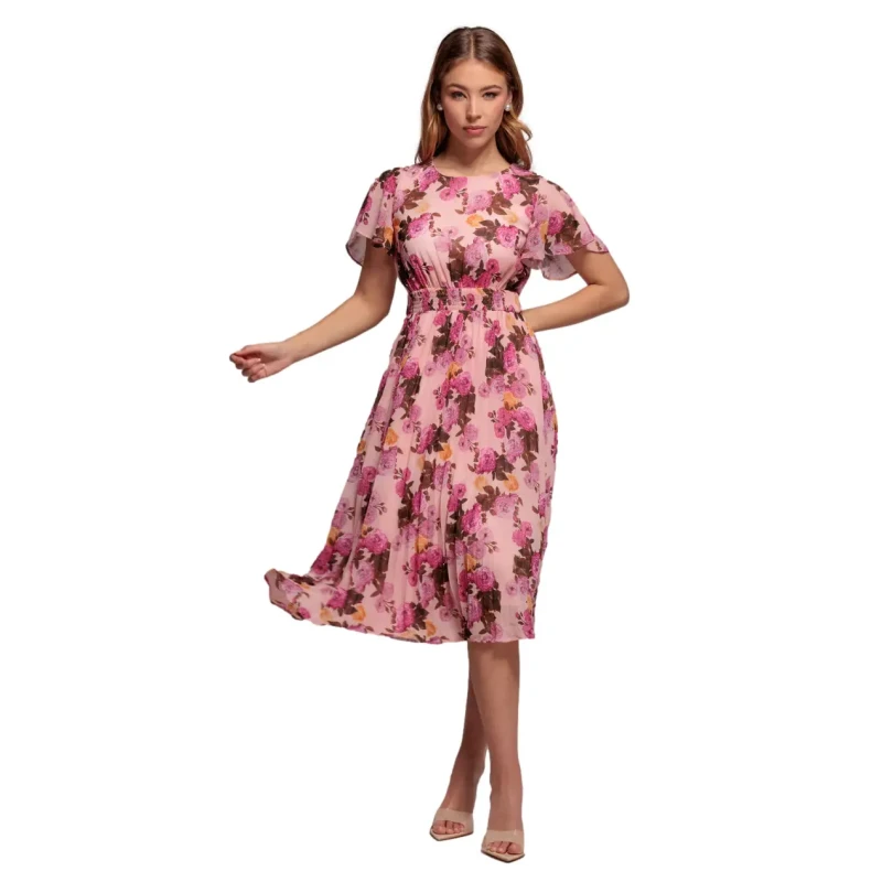 Image of Goddiva Pleated dress For Her Goddiva Flutter Midi Rose Female 46