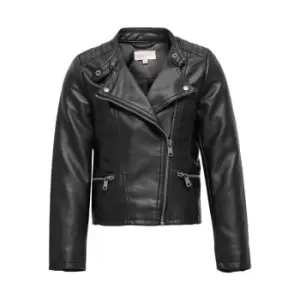 image of Only Girls Faux Leather Biker Jacket - Black