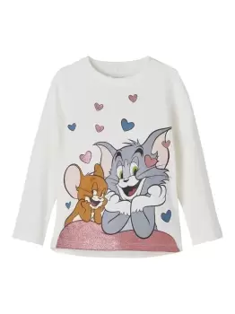 image of NAME IT Tom & Jerry Long-sleeved T-Shirt Women White