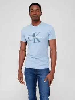 Image of Calvin Klein Jeans Seasonal Monologo T-Shirt - Light Blue, Size L, Men